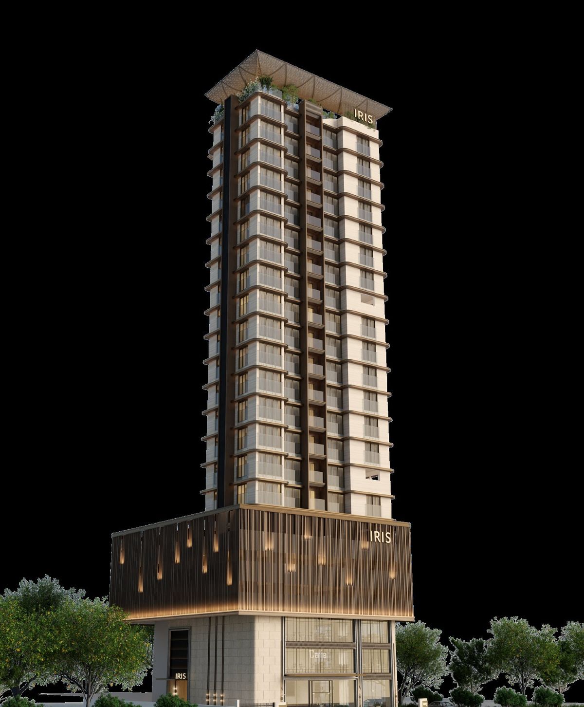 Tower elevation at night